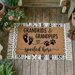 Grandkids Grandpups Spoiled Here Doormat, Grandparent Welcome Mat, Farmhouse Entryway Decor
