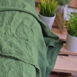 Linen Flat Sheet in A Treetop Green Color Queen King Twin 100% Flax Softened Sheet Linen Bedding - thumbnail 4