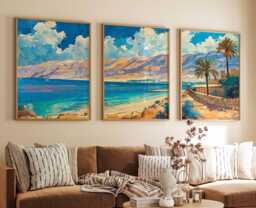 Set Of 3 Israel Posters, Travel Prints, Art, Botanical Decor, Floral Arts, Jewish Wall Middle Eastern Prints - thumbnail 1