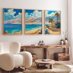 Set Of 3 Israel Posters, Travel Prints, Art, Botanical Decor, Floral Arts, Jewish Wall Middle Eastern Prints - thumbnail 3