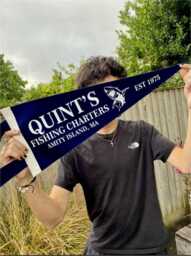 Quint's Fishing Charter Pennant Flag/Felt Flag Wall Hanging Banner Gallery Souvenir Jaws Brody Great White Shark Movie - thumbnail 1