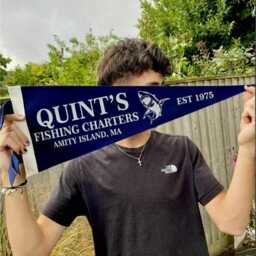 Quint's Fishing Charter Pennant Flag/Felt Flag Wall Hanging Banner Gallery Souvenir Jaws Brody Great White Shark Movie - thumbnail 2
