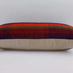 Handmade Cushion Cover, Striped Turkish Rug Cushion, Pillow, Decorative Lumber Kilim 20''x12''/50x30 cm - thumbnail 3