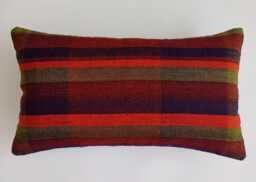 Handmade Cushion Cover, Striped Turkish Rug Cushion, Pillow, Decorative Lumber Kilim 20''x12''/50x30 cm