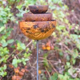 Large Rain Catcher Fountain - Rusty Garden Ornament For Outdoors Water Feature Bird Bath - thumbnail 2