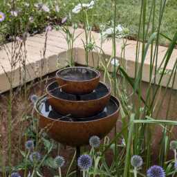 Large Rain Catcher Fountain - Rusty Garden Ornament For Outdoors Water Feature Bird Bath - thumbnail 3