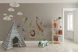 Lion & Giraffe Wall Decal Set Safari Nursery Art - Removable Stickers - thumbnail 2
