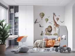 Lion & Giraffe Wall Decal Set Safari Nursery Art - Removable Stickers - thumbnail 3