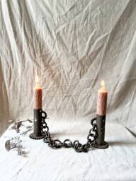 Sculptural Stoneware Candlestick Holder With Ceramic Chain - thumbnail 1