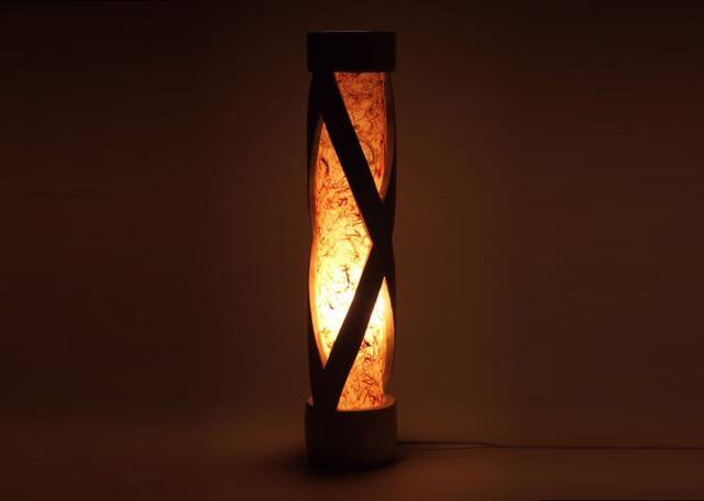 Handmade Bamboo Table Lamp Nepali Paper, Exotic Decor, Lamp For Mom - image 1