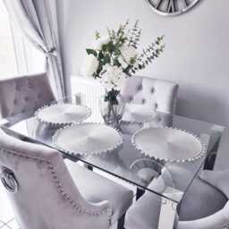 Velvet Tufted Dining Chair Grey Upholstered Accent Chair With Nailhead Trim - thumbnail 2