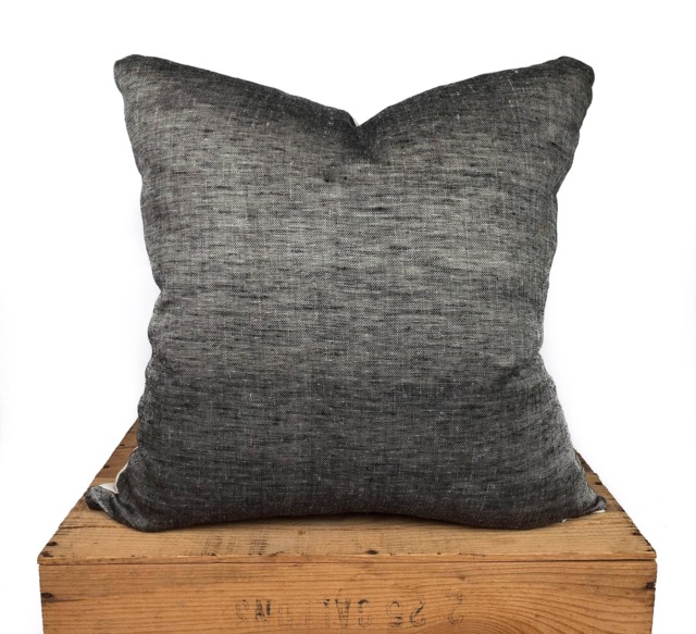 Clancy 100% European Woven Linen Pillow Gray - image 1