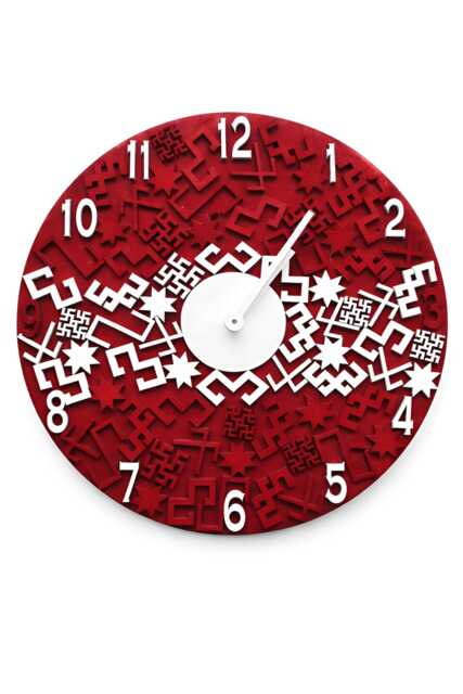 Latvian Ethnographic Wall Clock - Baltic Folk Wooden Decor - 11.8 - image 1