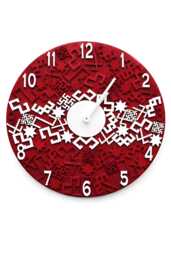 Latvian Ethnographic Wall Clock - Baltic Folk Wooden Decor - 11.8