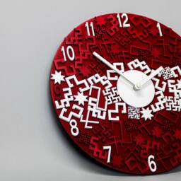 Latvian Ethnographic Wall Clock - Baltic Folk Wooden Decor - 11.8 - thumbnail 4