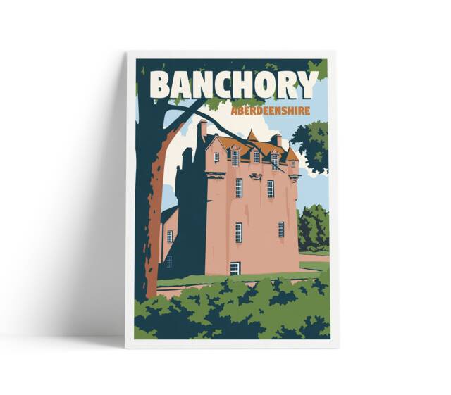 Banchory Print - Aberdeenshire Travel Poster Scotland Illustration Art
