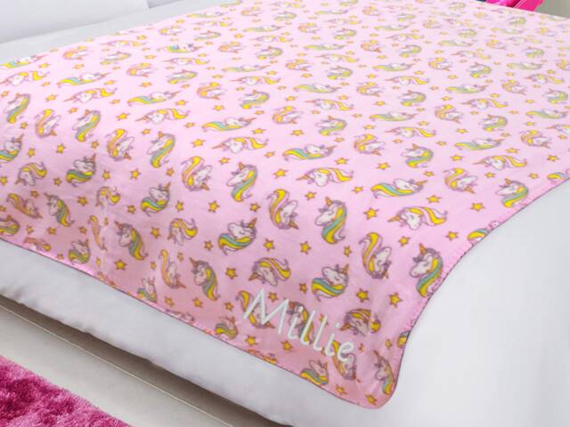 Personalised Kids Blanket Unicorn Polar Fleece Easy Care Machine Washable Girls Gifts Christmas Gifts Princess Theme - image 1
