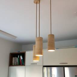 Minimalist Hanging Ceiling Light, Sleek Pendant Ceramic Light Fixture, Mid Century Modern, Lake House Decor - Cylinder 200 - thumbnail 3