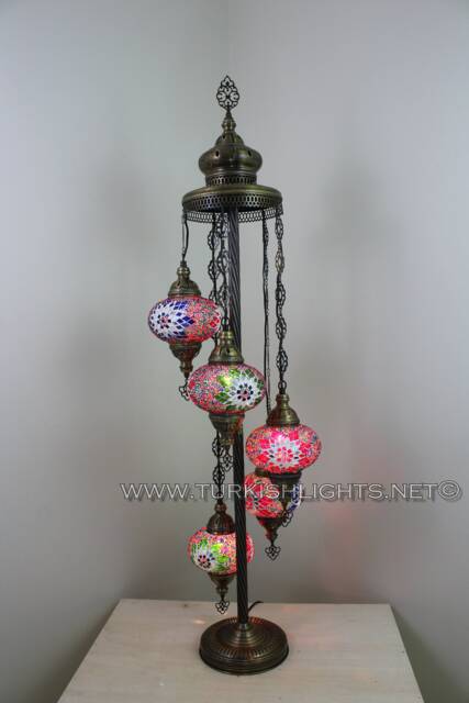 5 Ball Turkish Mosaic Floor Lamp With Large Globes, Lambader - image 1