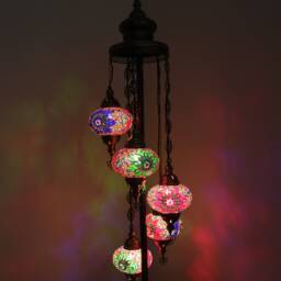 5 Ball Turkish Mosaic Floor Lamp With Large Globes, Lambader - thumbnail 2