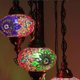 5 Ball Turkish Mosaic Floor Lamp With Large Globes, Lambader - thumbnail 3