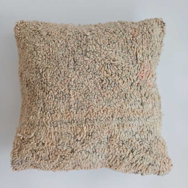 Moroccan Wool Cushion Cover, Handmade Berber Pillow, Multicoloured Vintage Rug Cushion, Tribal Throw 20''x20''/53x50 cm - image 1