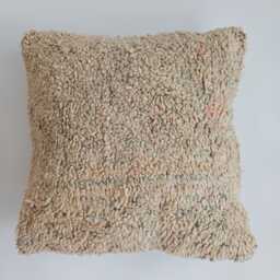 Moroccan Wool Cushion Cover, Handmade Berber Pillow, Multicoloured Vintage Rug Cushion, Tribal Throw 20''x20''/53x50 cm
