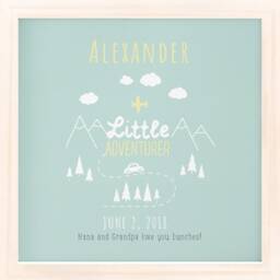 Little Adventurer Baby Personalized Sign, Multiple Backgrounds, Four Frame Finishes, Children, Birth Record, Nursery, Airplane - thumbnail 2
