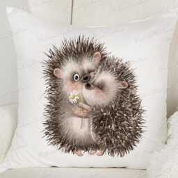 Hedgehog Mum & Child Cushion. Personalised Pillow. Christmas Or Birthday Gift. Secret Santa Present New Mothers Day - thumbnail 2