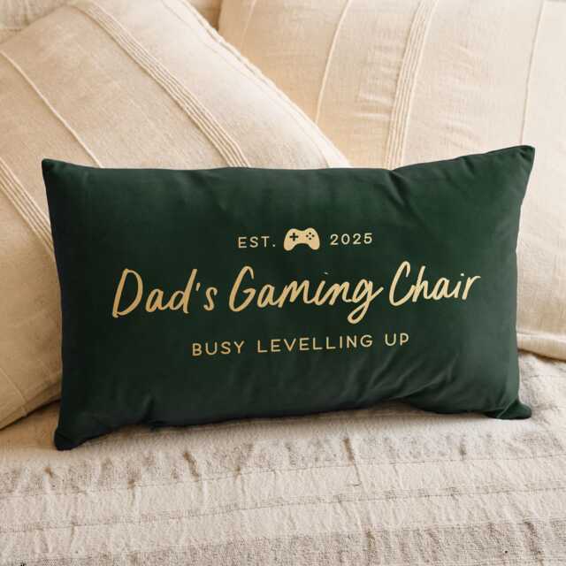 Personalised Gaming Chair Velvet Cushion - Decorative With Filling For Father's Day Custom Gifts Brothers - image 1