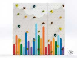 Rock Climbing Wall - Wooden Indoor Play For Kids Room - Colorful Light Rainbow Design, Custom Made, Holds Included - thumbnail 1