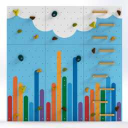 Rock Climbing Wall - Wooden Indoor Play For Kids Room - Colorful Light Rainbow Design, Custom Made, Holds Included - thumbnail 4