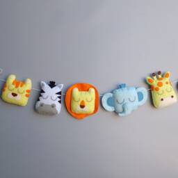 Handmade Safari Animal Garland Wool Blend Felt Nursery Decor - thumbnail 3
