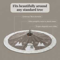 Christmas Tree Skirt Grey Silver Plush Snowman Base Bottom Cover Decoration Snow Scene Traditional Xmas - thumbnail 2