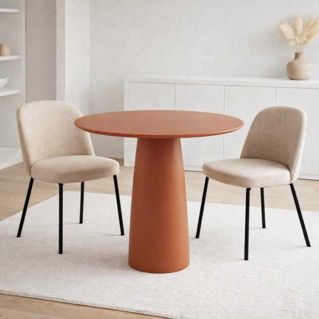 Japandi Terracotta Round Dining Table Modern Minimalist Design - image 1