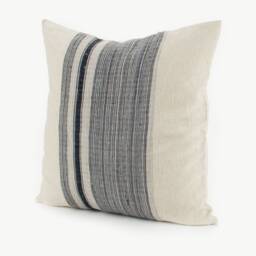 Vintage Hmong Hemp Pillow Cover, Striped Indigo Black - 20x20 - thumbnail 3