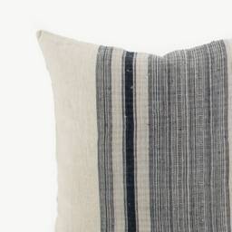 Vintage Hmong Hemp Pillow Cover, Striped Indigo Black - 20x20 - thumbnail 2