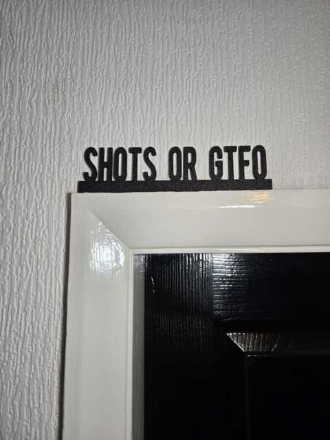 Shots Or Gtfo Funny Door Topper, Party Wall Sign, Bar Decor, Drinking Humor Quirky Entryway Accent, Gift For Lovers - image 1