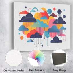 Colourful Abstract Dripping Clouds Modern Graphic Canvas Wall Art Print Decor Picture Ready To Hang - thumbnail 2