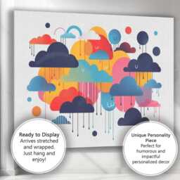 Colourful Abstract Dripping Clouds Modern Graphic Canvas Wall Art Print Decor Picture Ready To Hang - thumbnail 3