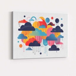 Colourful Abstract Dripping Clouds Modern Graphic Canvas Wall Art Print Decor Picture Ready To Hang - thumbnail 4