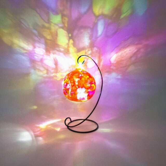 Aurora Borealis Glass Candle Holder - Hand Painted Decorative Tealight - image 1