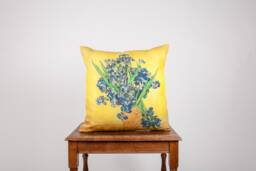 Van Gogh Irises Linen Cushion Cover, Vintage Style Pillow - thumbnail 1