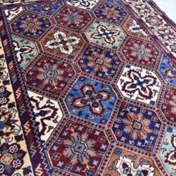 Handmade Afghan Kashi Wool Rug Tribal Geometric Bukhara Design - 5.4x3.5 Ft - thumbnail 3