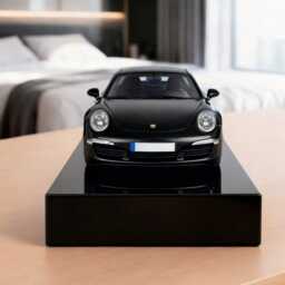 Porsche 911 S Metal Model Car Alarm Clock - Realistic Engine Sound, Black Edition - thumbnail 3
