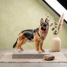 Loyal Hand Carved Wooden German Shepherd Figurine, Rustic Dog Sculpture Pet Memorial Art, Unique Gift For Lover - thumbnail 4