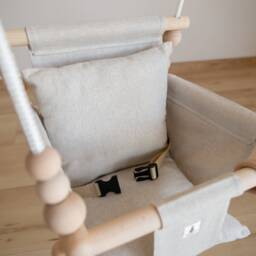 Baby Swing, Indoor Schaukel, Spielzeug, Balan??oire, Fabric High Back Babygift, First Birthday Gift, Handmade Christening Gift Natural - thumbnail 3