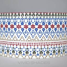 Scandinavian Fabric Lampshade 40cm, 45cm Or 50cm By Vivid Shades, Modern Retro Stylish Funky Scandi Pattern Custom Made Drum Shade Blue Red - thumbnail 2