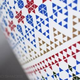 Scandinavian Fabric Lampshade 40cm, 45cm Or 50cm By Vivid Shades, Modern Retro Stylish Funky Scandi Pattern Custom Made Drum Shade Blue Red - thumbnail 3