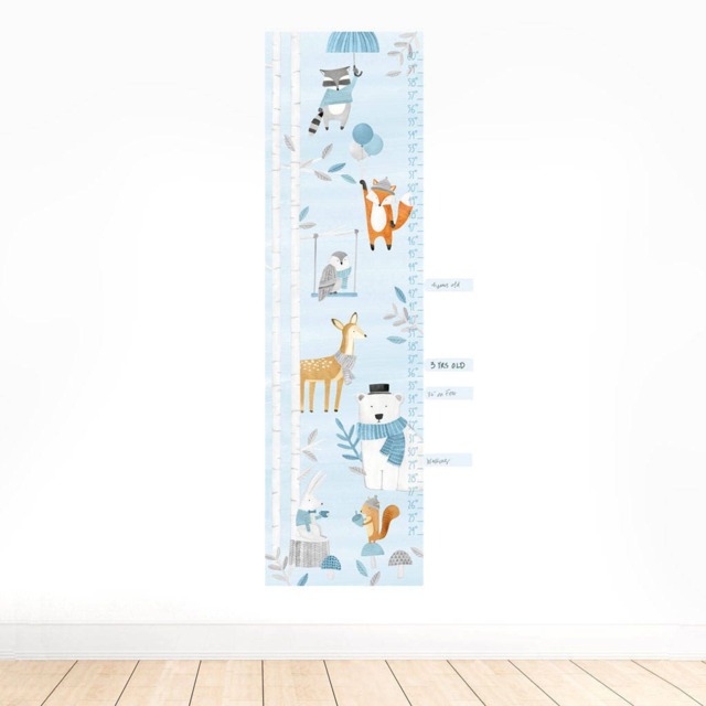 Woodland Growth Chart - Fabric Wall Decal Blue Mej - image 1